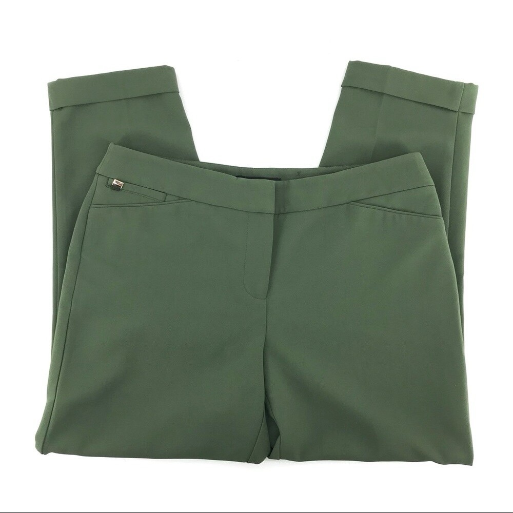 White House Black Market Green Mid-Rise Straight Pants | Regular Fit